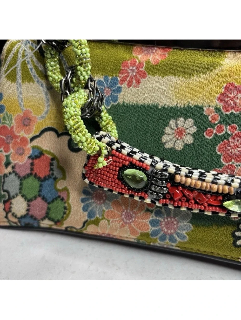Mary Frances Patchwork Beaded Kiss Lock Purse NWT